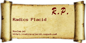 Radics Placid névjegykártya